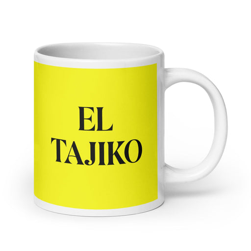 El Tajiko The Tajik Funny Home Office Work Coffee Mug Mexican Spanish Pride Gift White Glossy Cup Yellow Card Mug Mexicada 20 oz