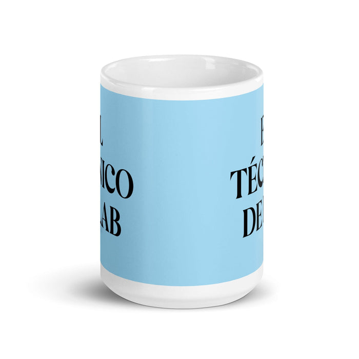 El Técnico De Lab The Lab Technician Funny Home Office Work Coffee Mug Mexican Spanish Pride Gift White Glossy Cup Sky Blue Card Mug Mexicada