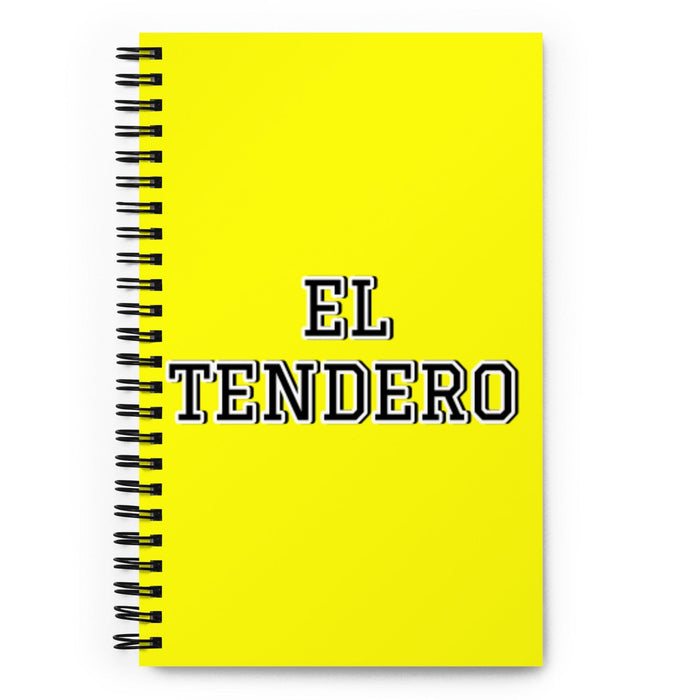 El Tendero The Shopkeeper | Yellow Spiral Notebook, 140 Dotted Sheets | Funny Gift Idea Home Office Work | Mexican Spanish Pride Gift Mexicada
