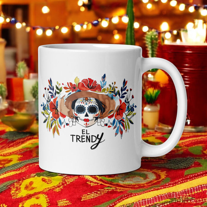 El Trendy Exclusive Art Piece Home Office Work Coffee Mug Mexican Spanish Pride Gift Cup One-Of-A-Kind Calligraphy White Glossy Mug | E13 Mexicada 11 oz