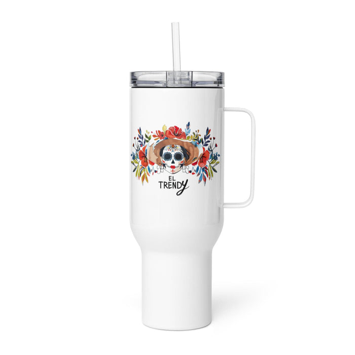 El Trendy Exclusive Art Piece Travel Mug With Handle For Water, Iced Tee Or Coffee | Funny Cute Gift Idea Home Office Work | Mexican Spanish Pride | E13 Mexicada