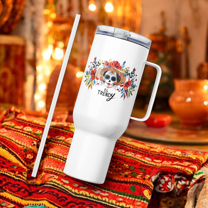 El Trendy Exclusive Art Piece Travel Mug With Handle For Water, Iced Tee Or Coffee | Funny Cute Gift Idea Home Office Work | Mexican Spanish Pride | E13 Mexicada 40 oz