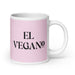 El Vegano The Vegan Funny Home Office Work Coffee Mug Mexican Spanish Pride Gift White Glossy Cup Light Pink Card Mug Mexicada 20 oz