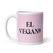 El Vegano The Vegan Funny Home Office Work Coffee Mug Mexican Spanish Pride Gift White Glossy Cup Light Pink Card Mug Mexicada