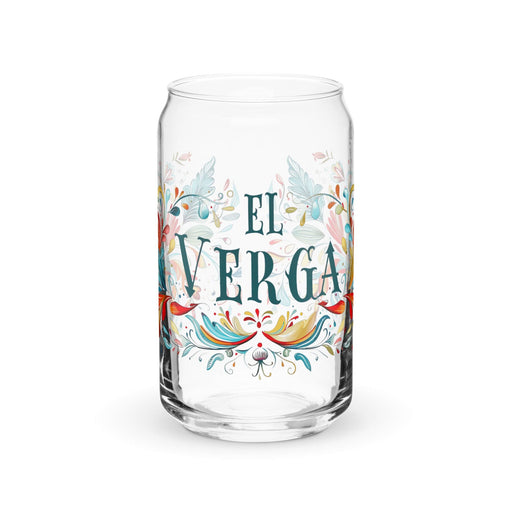 El Verga Exclusive Art Piece Can-Shaped Glass Home Office Work Mexican Spanish Pride Gift Cup One-Of-A-Kind Calligraphy Glass | E3 Mexicada 16 oz (No Lid No Straw)