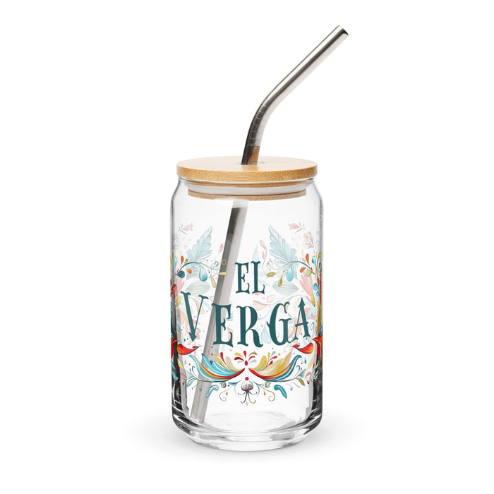 El Verga Exclusive Art Piece Can-Shaped Glass Home Office Work Mexican Spanish Pride Gift Cup One-Of-A-Kind Calligraphy Glass | E3 Mexicada 16 oz With Lid & Straw