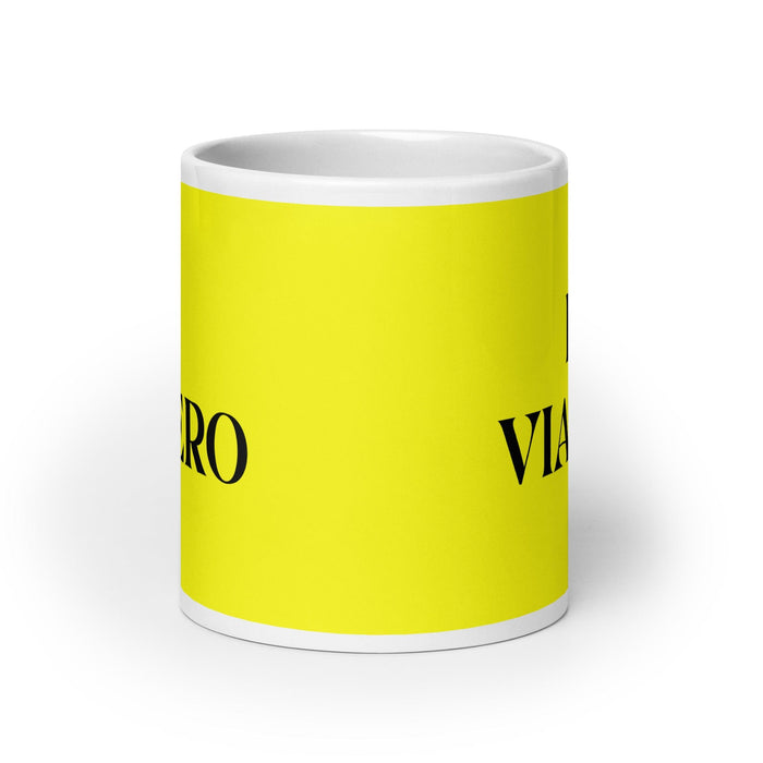 El Viajero The Traveler Funny Home Office Work Coffee Mug Mexican Spanish Pride Gift White Glossy Cup Yellow Card Mug Mexicada