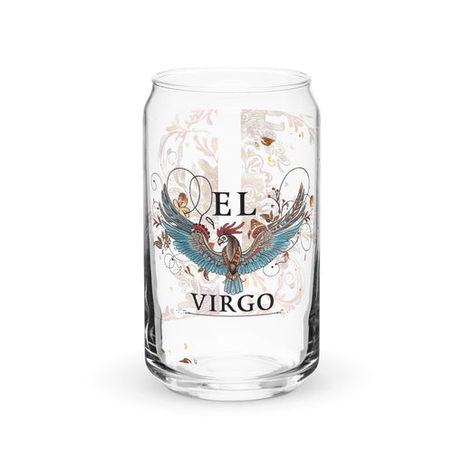 El Virgo Exclusive Art Piece Can-Shaped Glass Home Office Work Mexican Spanish Pride Gift Cup One-Of-A-Kind Calligraphy Glass | E8 Mexicada 16 oz (No Lid No Straw)