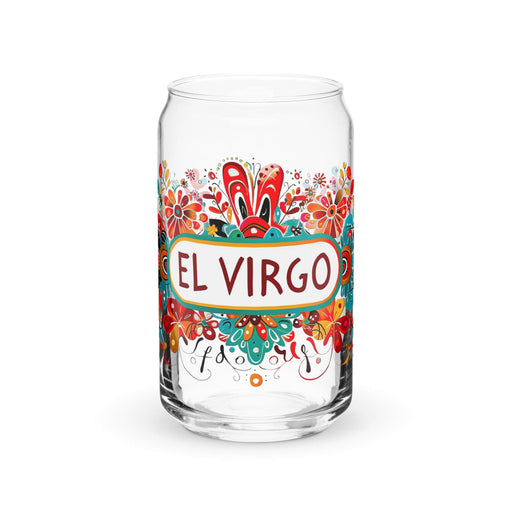 El Virgo Exclusive Art Piece Can-Shaped Glass Home Office Work Mexican Spanish Pride Gift Cup One-Of-A-Kind Calligraphy Glass | E9 Mexicada 16 oz (No Lid No Straw)