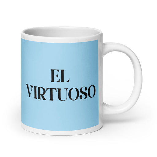 El Virtuoso The Virtuoso Funny Home Office Work Coffee Mug Mexican Spanish Pride Gift White Glossy Cup Sky Blue Card Mug Mexicada 20 oz