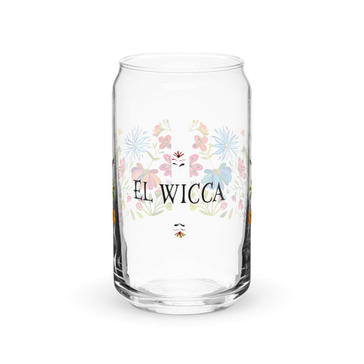 El Wicca Exclusive Art Piece Can-Shaped Glass Home Office Work Mexican Spanish Pride Gift Cup One-Of-A-Kind Calligraphy Glass | E5 Mexicada 16 oz (No Lid No Straw)