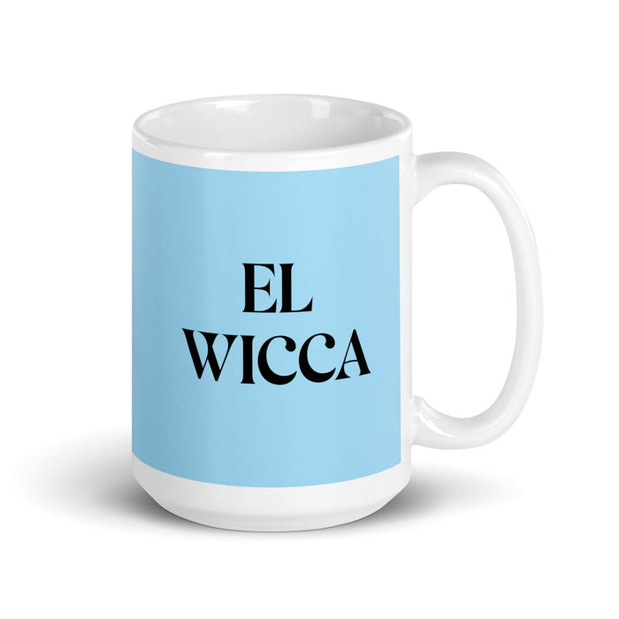 El Wicca The Wiccan Funny Home Office Work Coffee Mug Mexican Spanish Pride Gift White Glossy Cup Sky Blue Card Mug Mexicada 15 oz