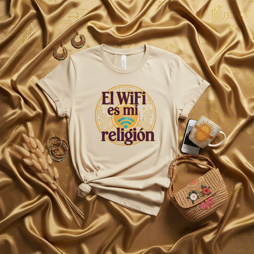 El WiFi es mi religión T-Shirt Unisex Divertida, Camiseta de Humor Friki Tech Geek, Ropa Casual con Mensaje en Español para Amantes del Internet y Conexión Inalámbrica Mexicada
