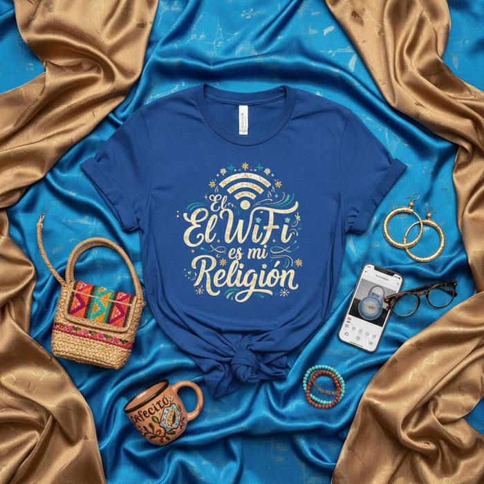 El Wifi Es Mi Religión T-Shirt Unisex, Funny Spanish Saying Tee, Internet Lover Shirt, Hispanic Gift, Wifi Signal Graphic Top, Latina Apparel, Geek Humor Gift Idea Mexicada