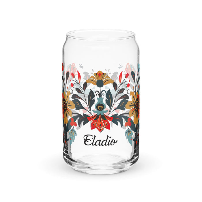 Eladio Exclusive Name Art Piece Can-Shaped Glass Home Office Work Mexican Spanish Pride Gift Cup One-Of-A-Kind Calligraphy Glass | E1 Mexicada 16 oz (No Lid No Straw)