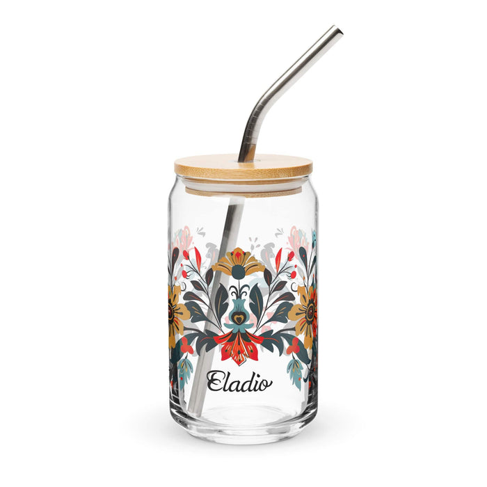 Eladio Exclusive Name Art Piece Can-Shaped Glass Home Office Work Mexican Spanish Pride Gift Cup One-Of-A-Kind Calligraphy Glass | E1 Mexicada 16 oz With Lid & Straw