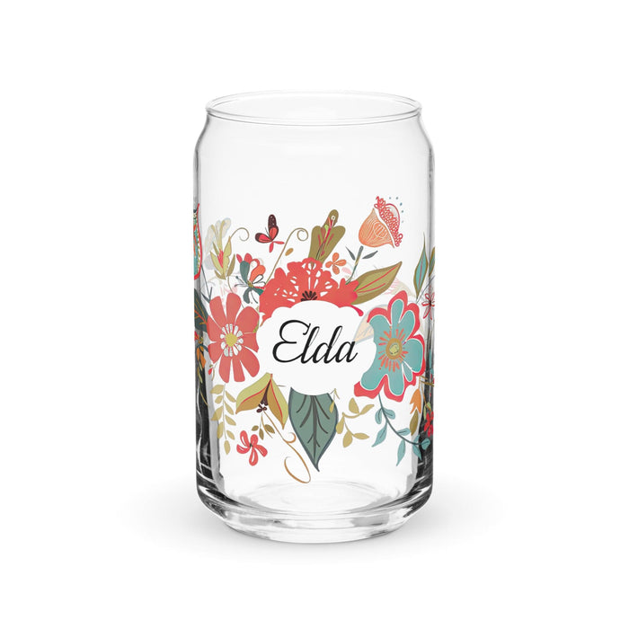 Elda Exclusive Name Art Piece Can-Shaped Glass Home Office Work Mexican Spanish Pride Gift Cup One-Of-A-Kind Calligraphy Glass | E2 Mexicada 16 oz (No Lid No Straw)