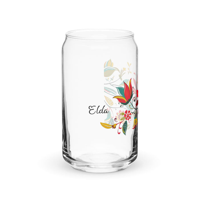 Elda Exclusive Name Art Piece Can-Shaped Glass Home Office Work Mexican Spanish Pride Gift Cup One-Of-A-Kind Calligraphy Glass | E21 Mexicada 16 oz (No Lid No Straw)