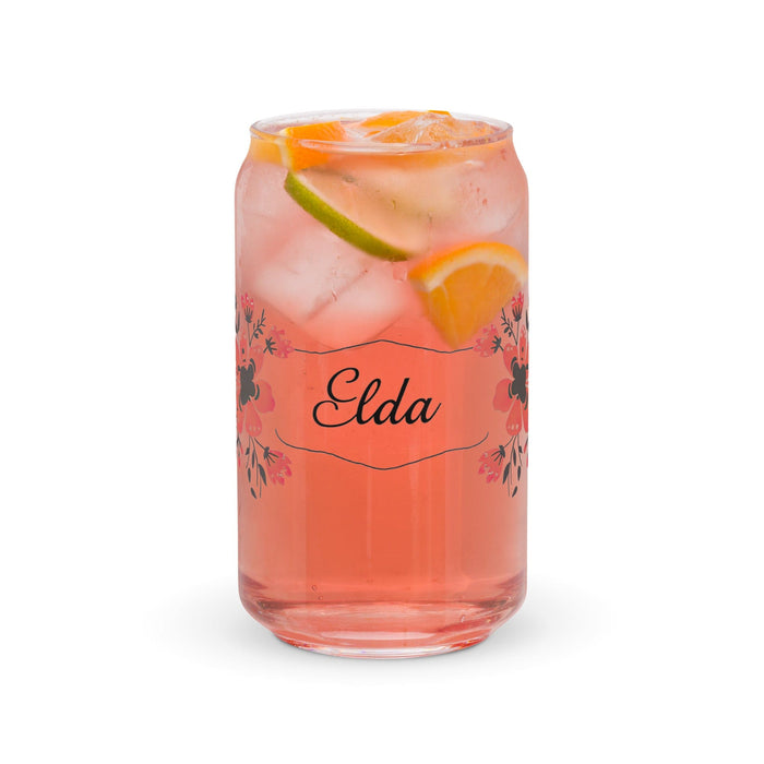 Elda Exclusive Name Art Piece Can-Shaped Glass Home Office Work Mexican Spanish Pride Gift Cup One-Of-A-Kind Calligraphy Glass | E23 Mexicada