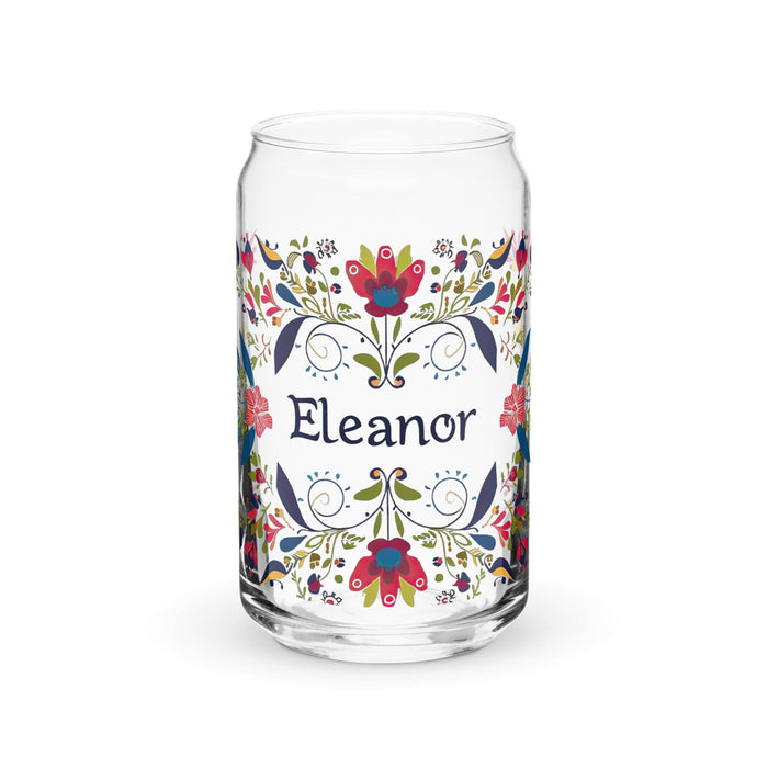 Eleanor Exclusive Name Art Piece Can-Shaped Glass Home Office Work Mexican Spanish Pride Gift Cup One-Of-A-Kind Calligraphy Glass | E19 Mexicada 16 oz (No Lid No Straw)