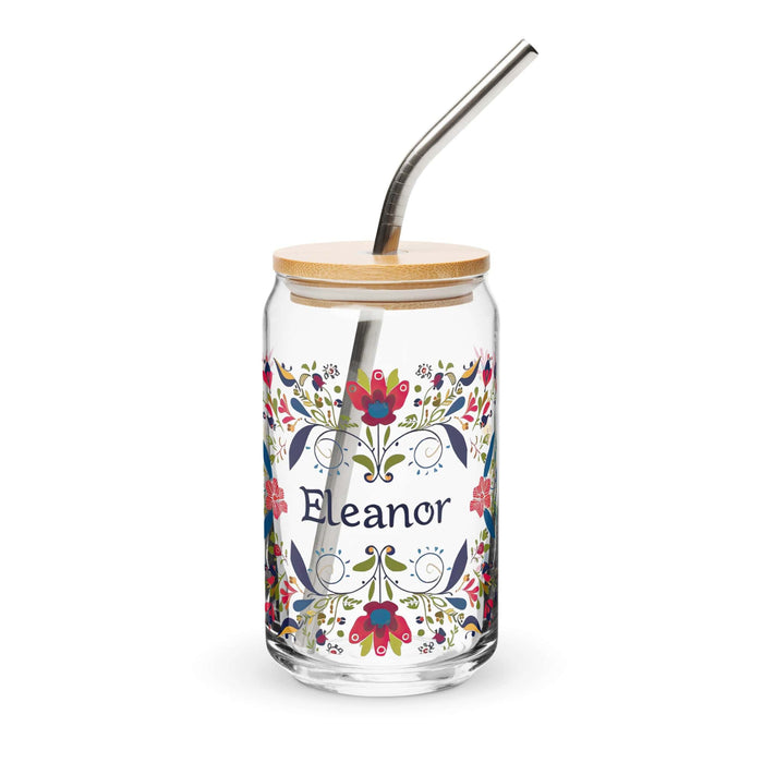 Eleanor Exclusive Name Art Piece Can-Shaped Glass Home Office Work Mexican Spanish Pride Gift Cup One-Of-A-Kind Calligraphy Glass | E19 Mexicada 16 oz With Lid & Straw