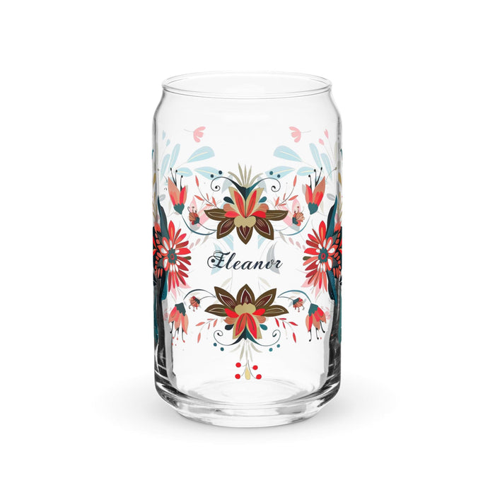 Eleanor Exclusive Name Art Piece Can-Shaped Glass Home Office Work Mexican Spanish Pride Gift Cup One-Of-A-Kind Calligraphy Glass | E7 Mexicada 16 oz (No Lid No Straw)