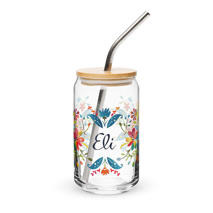 Eli Exclusive Name Art Piece Can-Shaped Glass Home Office Work Mexican Spanish Pride Gift Cup One-Of-A-Kind Calligraphy Glass | E17 Mexicada 16 oz With Lid & Straw