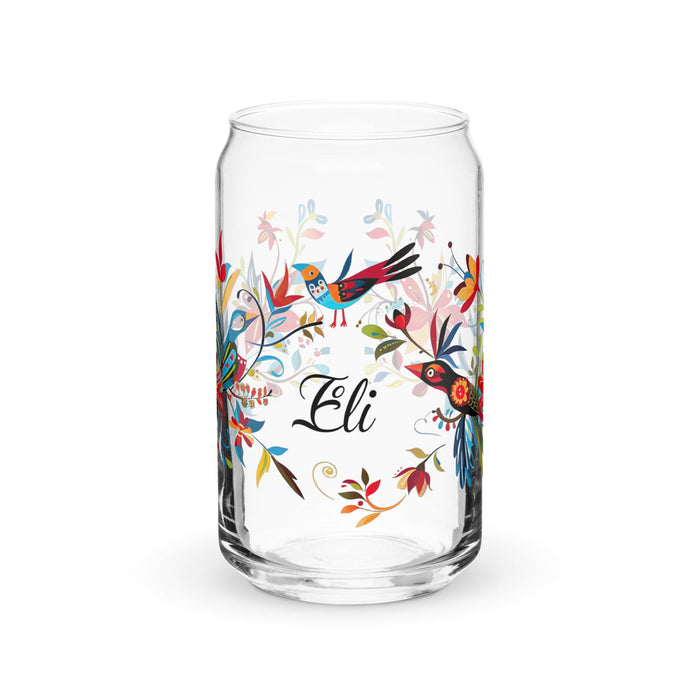 Eli Exclusive Name Art Piece Can-Shaped Glass Home Office Work Mexican Spanish Pride Gift Cup One-Of-A-Kind Calligraphy Glass | E2 Mexicada 16 oz (No Lid No Straw)