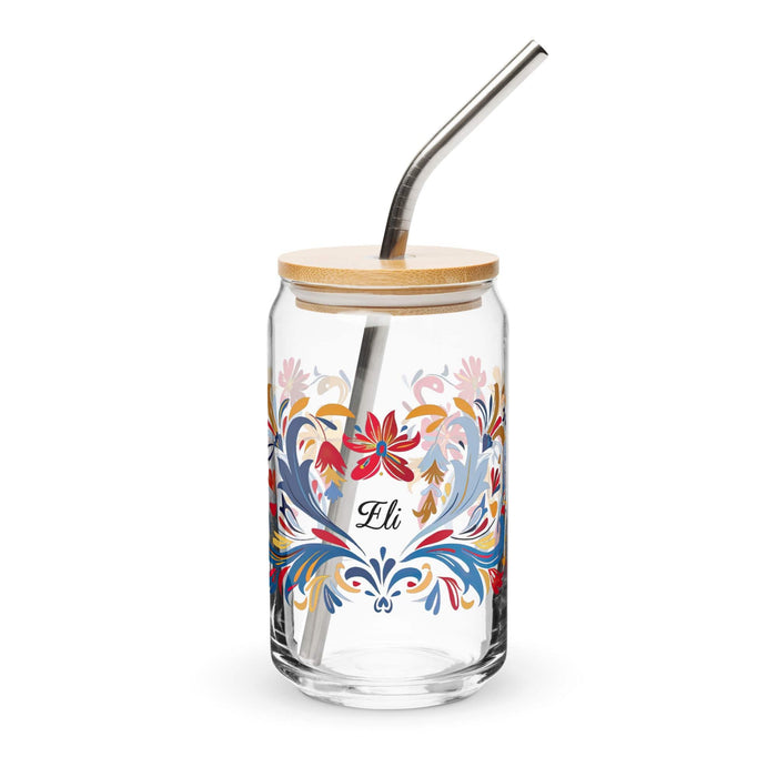 Eli Exclusive Name Art Piece Can-Shaped Glass Home Office Work Mexican Spanish Pride Gift Cup One-Of-A-Kind Calligraphy Glass | E23 Mexicada 16 oz With Lid & Straw