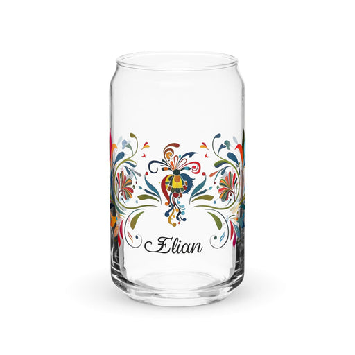 Elian Exclusive Name Art Piece Can-Shaped Glass Home Office Work Mexican Spanish Pride Gift Cup One-Of-A-Kind Calligraphy Glass | E1 Mexicada 16 oz (No Lid No Straw)