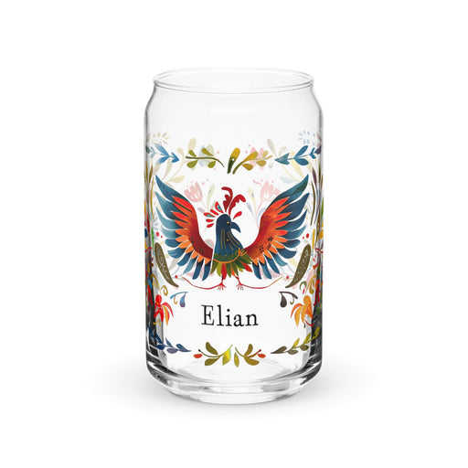 Elian Exclusive Name Art Piece Can-Shaped Glass Home Office Work Mexican Spanish Pride Gift Cup One-Of-A-Kind Calligraphy Glass | E11 Mexicada 16 oz (No Lid No Straw)