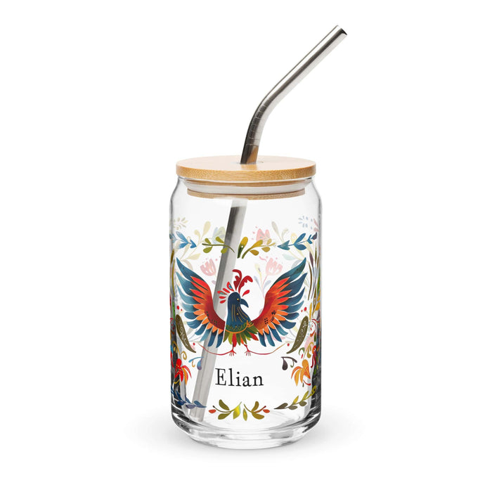 Elian Exclusive Name Art Piece Can-Shaped Glass Home Office Work Mexican Spanish Pride Gift Cup One-Of-A-Kind Calligraphy Glass | E11 Mexicada 16 oz With Lid & Straw