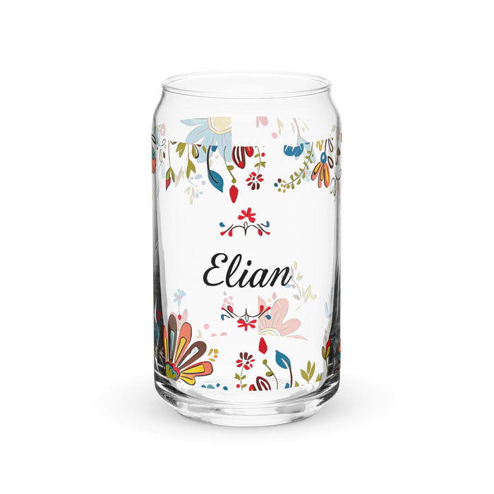 Elian Exclusive Name Art Piece Can-Shaped Glass Home Office Work Mexican Spanish Pride Gift Cup One-Of-A-Kind Calligraphy Glass | E14 Mexicada 16 oz (No Lid No Straw)