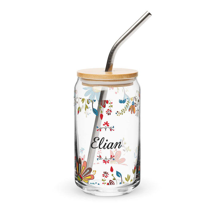 Elian Exclusive Name Art Piece Can-Shaped Glass Home Office Work Mexican Spanish Pride Gift Cup One-Of-A-Kind Calligraphy Glass | E14 Mexicada 16 oz With Lid & Straw