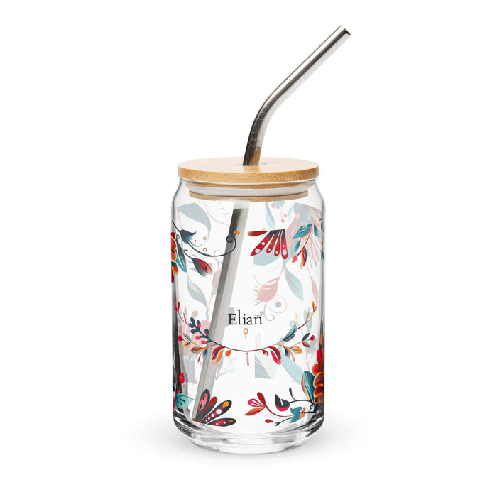 Elian Exclusive Name Art Piece Can-Shaped Glass Home Office Work Mexican Spanish Pride Gift Cup One-Of-A-Kind Calligraphy Glass | E16 Mexicada 16 oz With Lid & Straw