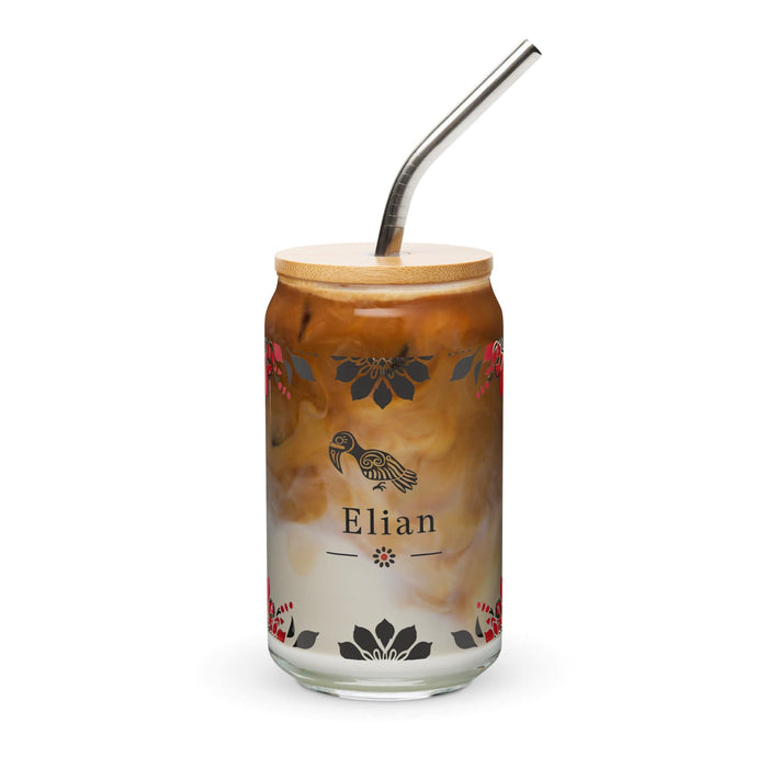 Elian Exclusive Name Art Piece Can-Shaped Glass Home Office Work Mexican Spanish Pride Gift Cup One-Of-A-Kind Calligraphy Glass | E17 Mexicada