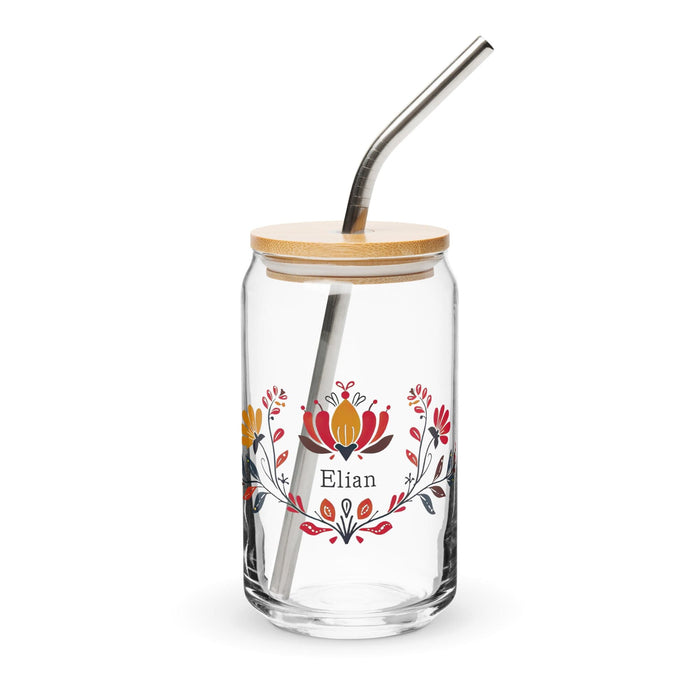 Elian Exclusive Name Art Piece Can-Shaped Glass Home Office Work Mexican Spanish Pride Gift Cup One-Of-A-Kind Calligraphy Glass | E20 Mexicada 16 oz With Lid & Straw