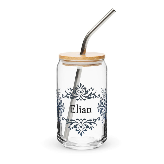 Elian Exclusive Name Art Piece Can-Shaped Glass Home Office Work Mexican Spanish Pride Gift Cup One-Of-A-Kind Calligraphy Glass | E23 Mexicada 16 oz With Lid & Straw