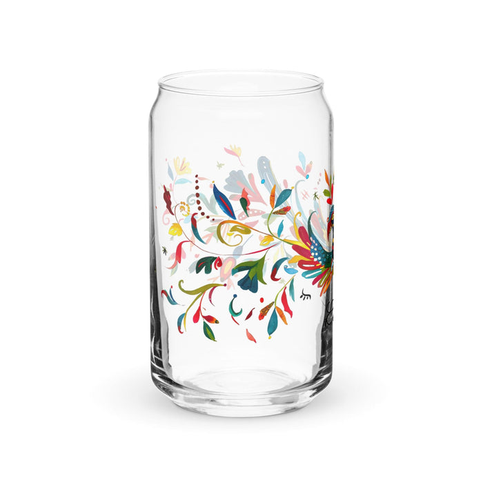 Elian Exclusive Name Art Piece Can-Shaped Glass Home Office Work Mexican Spanish Pride Gift Cup One-Of-A-Kind Calligraphy Glass | E40 Mexicada