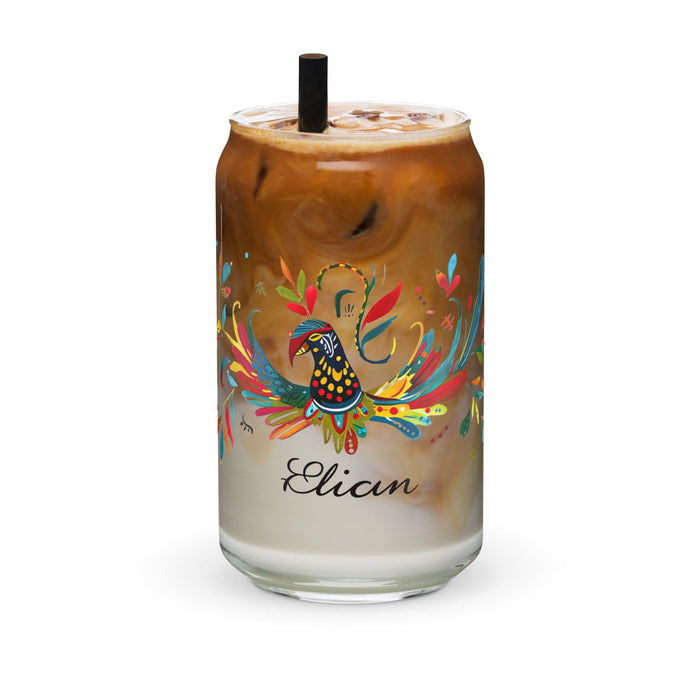 Elian Exclusive Name Art Piece Can-Shaped Glass Home Office Work Mexican Spanish Pride Gift Cup One-Of-A-Kind Calligraphy Glass | E40 Mexicada