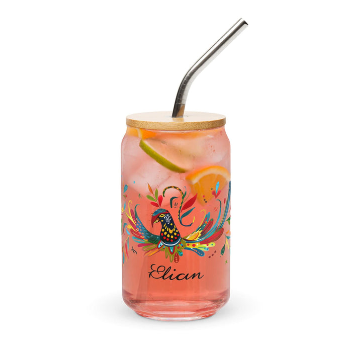 Elian Exclusive Name Art Piece Can-Shaped Glass Home Office Work Mexican Spanish Pride Gift Cup One-Of-A-Kind Calligraphy Glass | E40 Mexicada