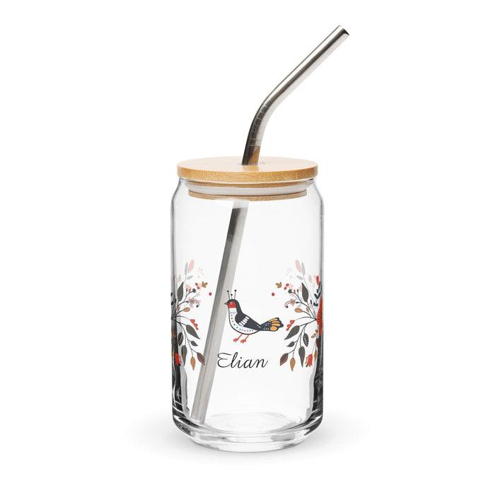 Elian Exclusive Name Art Piece Can-Shaped Glass Home Office Work Mexican Spanish Pride Gift Cup One-Of-A-Kind Calligraphy Glass | E48 Mexicada 16 oz With Lid & Straw