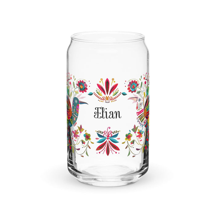 Elian Exclusive Name Art Piece Can-Shaped Glass Home Office Work Mexican Spanish Pride Gift Cup One-Of-A-Kind Calligraphy Glass | E56 Mexicada 16 oz (No Lid No Straw)