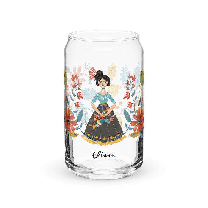 Eliana Exclusive Name Art Piece Can-Shaped Glass Home Office Work Mexican Spanish Pride Gift Cup One-Of-A-Kind Calligraphy Glass | E10 Mexicada 16 oz (No Lid No Straw)