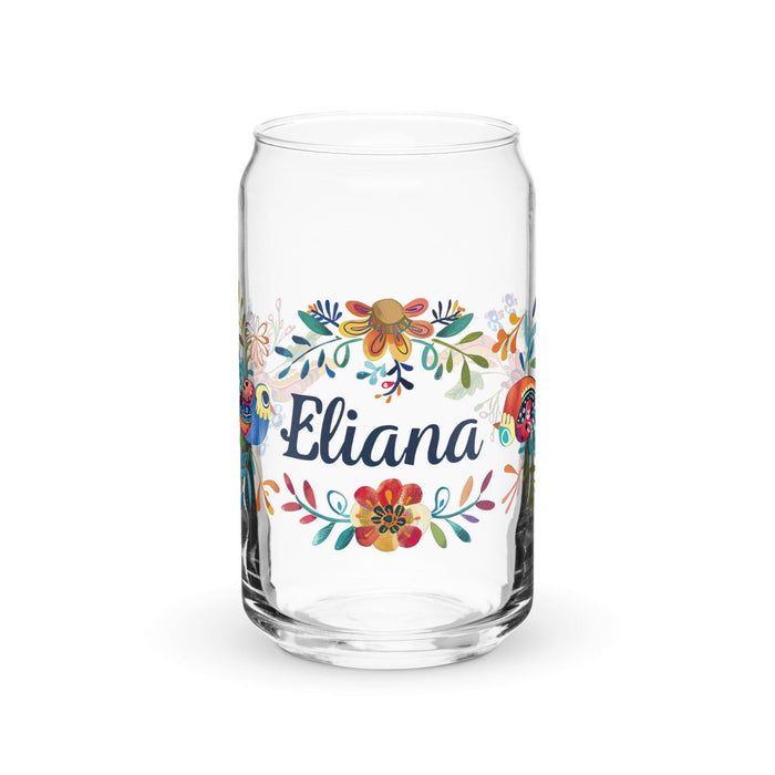 Eliana Exclusive Name Art Piece Can-Shaped Glass Home Office Work Mexican Spanish Pride Gift Cup One-Of-A-Kind Calligraphy Glass | E12 Mexicada 16 oz (No Lid No Straw)