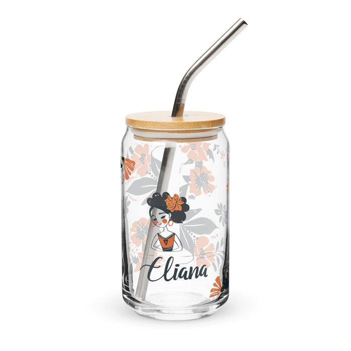 Eliana Exclusive Name Art Piece Can-Shaped Glass Home Office Work Mexican Spanish Pride Gift Cup One-Of-A-Kind Calligraphy Glass | E17 Mexicada 16 oz With Lid & Straw