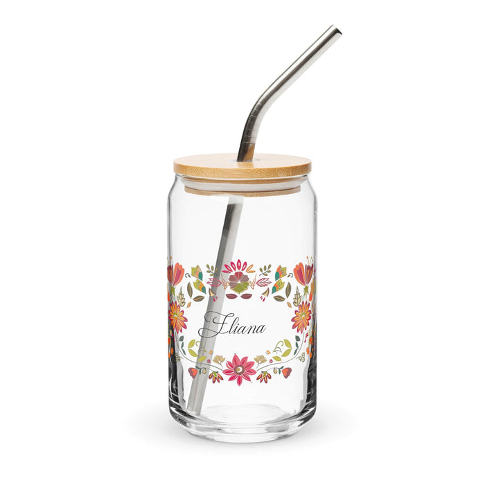 Eliana Exclusive Name Art Piece Can-Shaped Glass Home Office Work Mexican Spanish Pride Gift Cup One-Of-A-Kind Calligraphy Glass | E5 Mexicada 16 oz With Lid & Straw