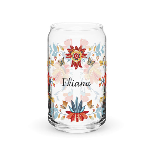 Eliana Exclusive Name Art Piece Can-Shaped Glass Home Office Work Mexican Spanish Pride Gift Cup One-Of-A-Kind Calligraphy Glass | E6 Mexicada 16 oz (No Lid No Straw)