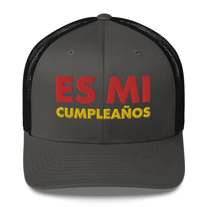 Embroidered Es Mi Cumpleanos It's My Birthday Funny Party Supplies Retro Trucker Hat Mexicada Charcoal/ Black