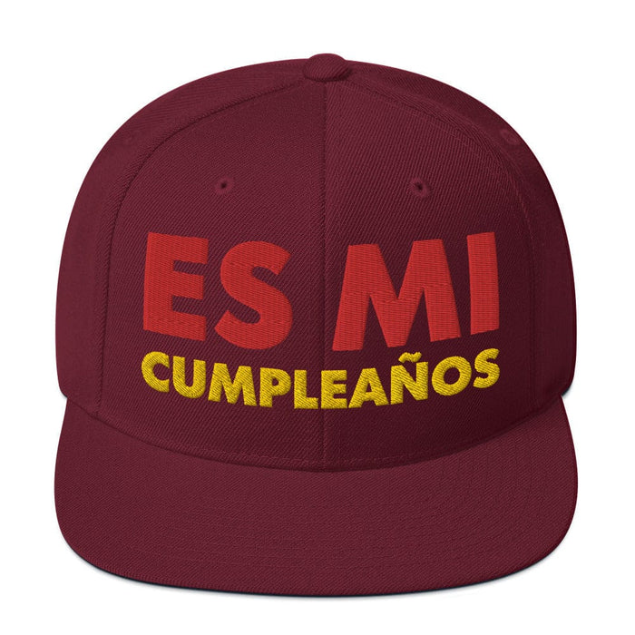 Embroidered Es Mi Cumpleanos It's My Birthday Funny Party Supplies Snapback Hat Mexicada Maroon